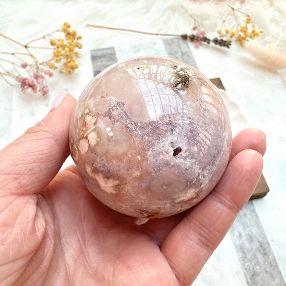 Gorgeous Pink Amethyst with Flower Agate Sphere - Picture 9 of 9